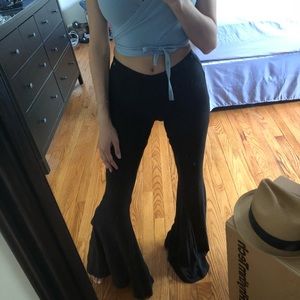 Brandy Melville Black Suede Flare Pants